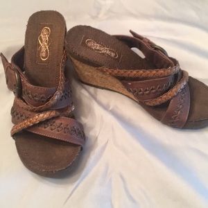 Sketchers Wedge Sandals Brown